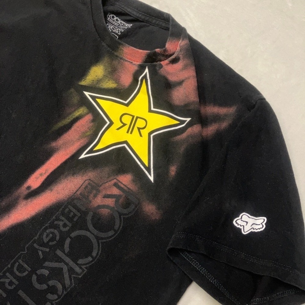 Y2K‎ Fox Racing x Rockstar Energy T-Shirt Men's L Big Logo Graphic Print Vintage